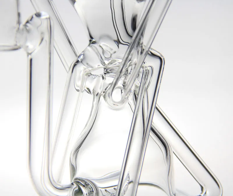 新しいGlassarts新しいダブルリサイクルガラスBong Pyrex Water Pipeがガラス拡散を備えていますシリコンワックスオイルコンテナ14.4mmジョイント