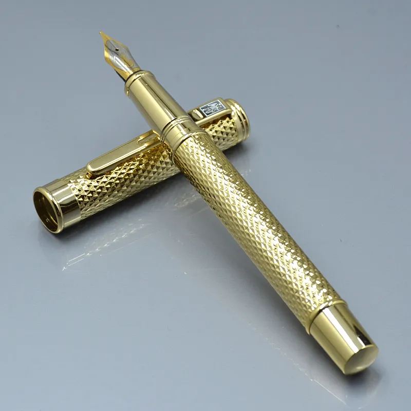 Högkvalitativ krokodil M nib Gold Metal Fountain Pen School Office Stationery Fashion Writing Ink Penns For Birthday Present1846459