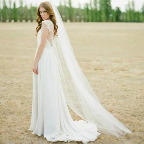 Ivory White twee meter lange tule bruiloft accessoires bruids sluiers met kam