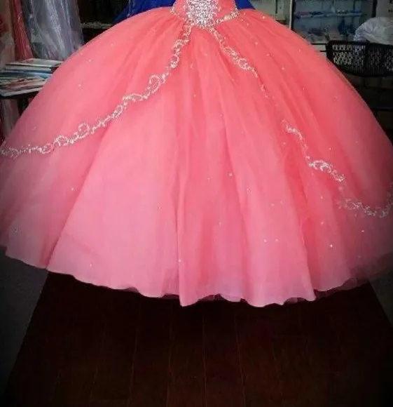 Histoire Coral Quinceanera Robes 2019 Nouvelle robes de quinceanera bon marché Rouffes couches en tulle pour 15 ans Ball 9288792