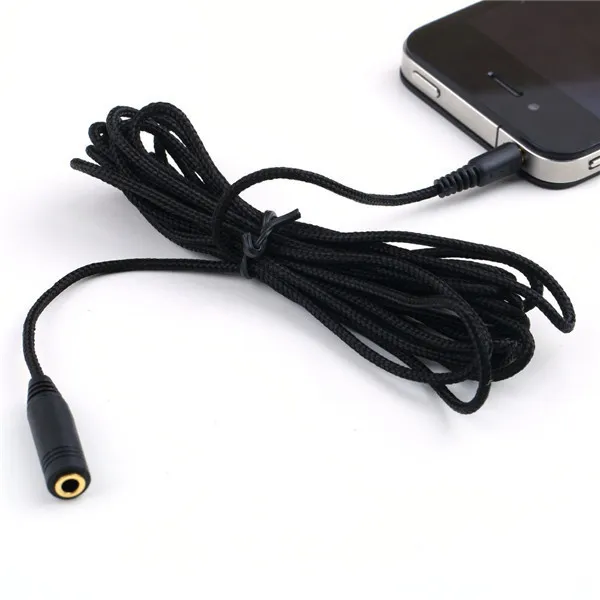 3m 10ft 3,5 mm hörlursförlängningskabel flätad tyg kvinnlig till manlig f/m hörlurar stereo ljudförlängning kabelkabeladapter för telefon pc mp3