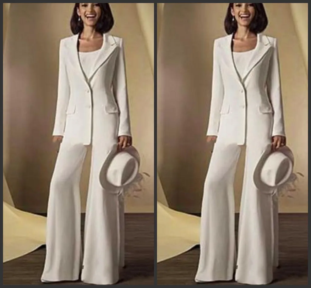 2019 New Satin Long Sleeves Mother Of The Bride Pant Suits With Jacket ...