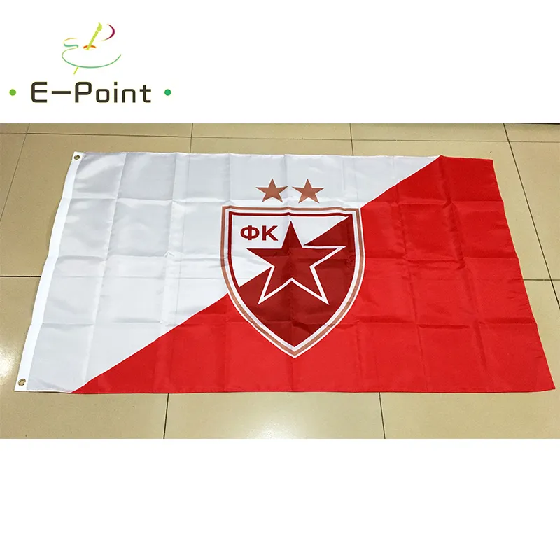 Serbie FK Crvena zvezda (FC Red Star Belgrade) Drapeau 3 * 5ft (90cm * 150cm) Drapeaux en polyester Bannière décoration volant maison jardin flagg Cadeaux de fête