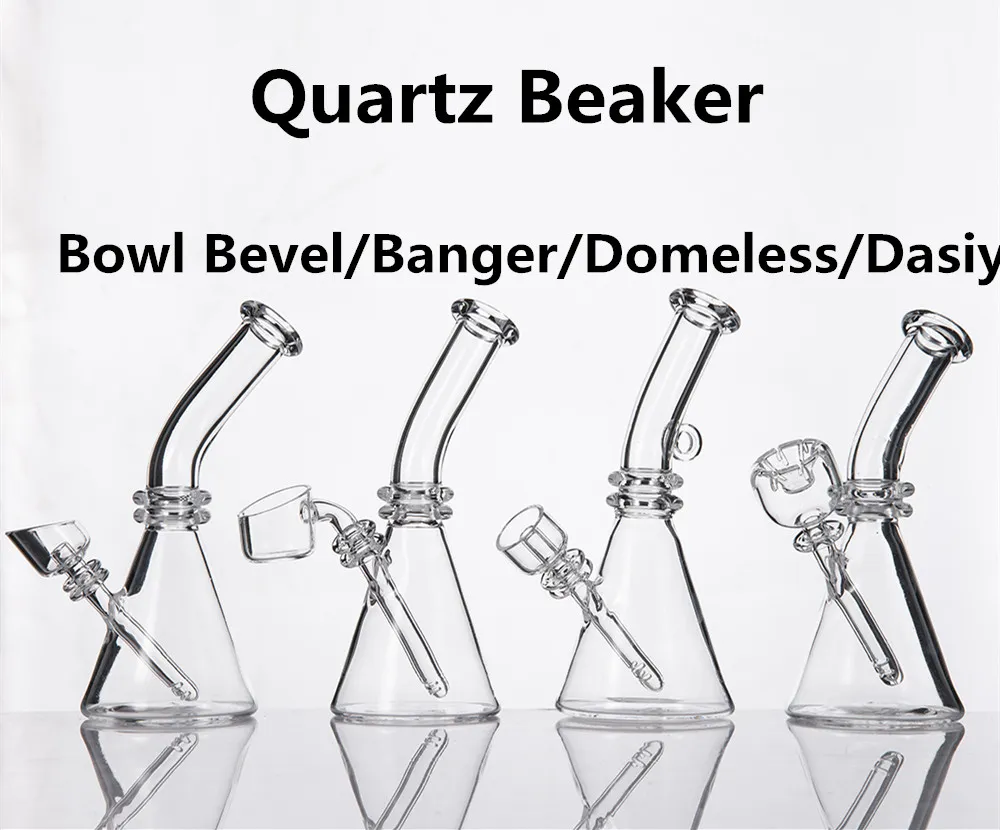 Bécher à quartz 5 pouces Mini Bongs Biseau plat Daisy Bowl Banger Nails Boîte noire individuelle Tuyau d'eau Dab Rig4280569