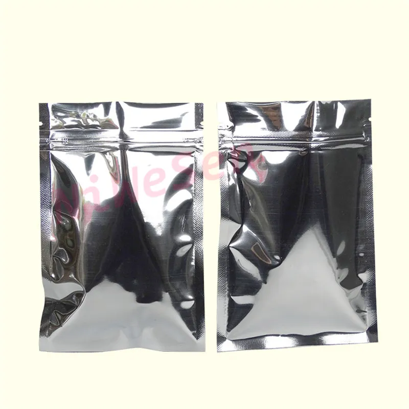 10x15cm / X Bolsas con cierre de cremallera de papel de aluminio chapado en plata - Bolsas de plástico de lámina de Mylar con cierre de cremallera resellable Foo343L