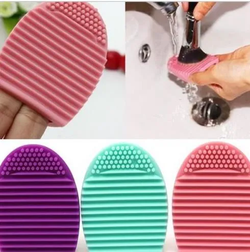 Tout nouveau maquillage cosmétique brosse à œufs nettoyant gant de nettoyage dissolvant en silicone planche à laver épurateur d'oeufs 8 couleurs cadeau 7020590