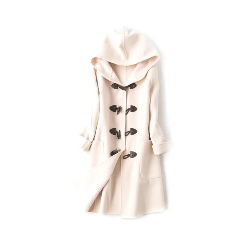 Cappotto Montgomery Bottone Coppola Allentato Stile Preppy Solid Cappotto in Lana Cashmere Cappotto Casaco Feminino Cappotto Donna Inverno Hl1790