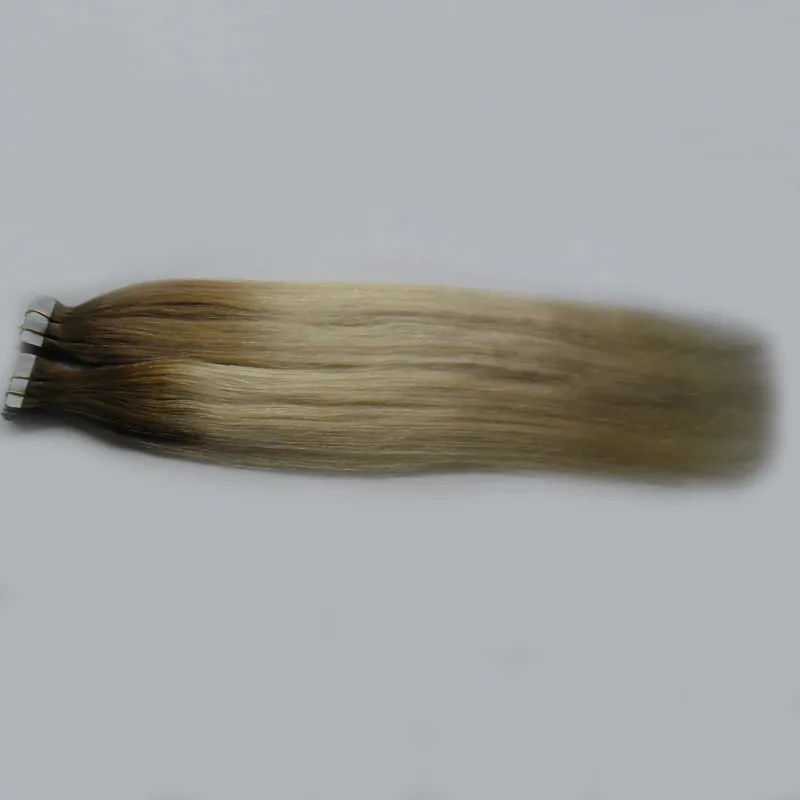 T8/613 blonde two tone ombre hair extensions 100g Straight tape in human hair extensions