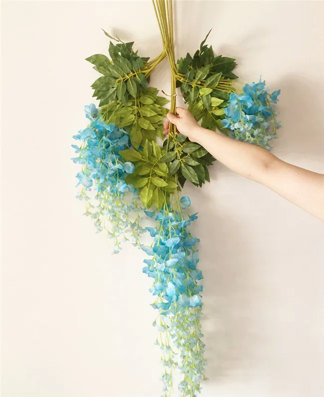 Videiras artificiais de flores de floresta 110cm /70cm Wisteriaias de seda Flores Rattans Flores de feijão para casamento de casamentos Decoração de casa Decoratove Vine