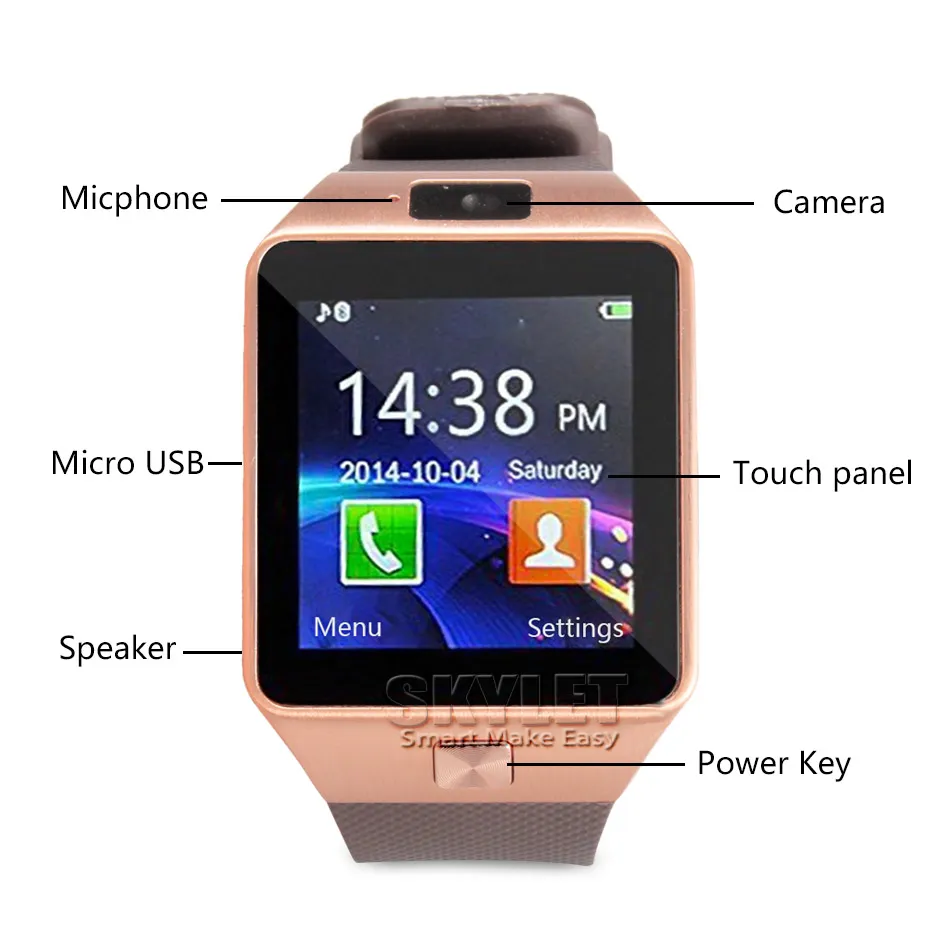 Smart Watch DZ09 Smart Wristband Sim Intelligent Android Sport Watch Android Cellphones Relógio Inteligente con batterie di alta qualità