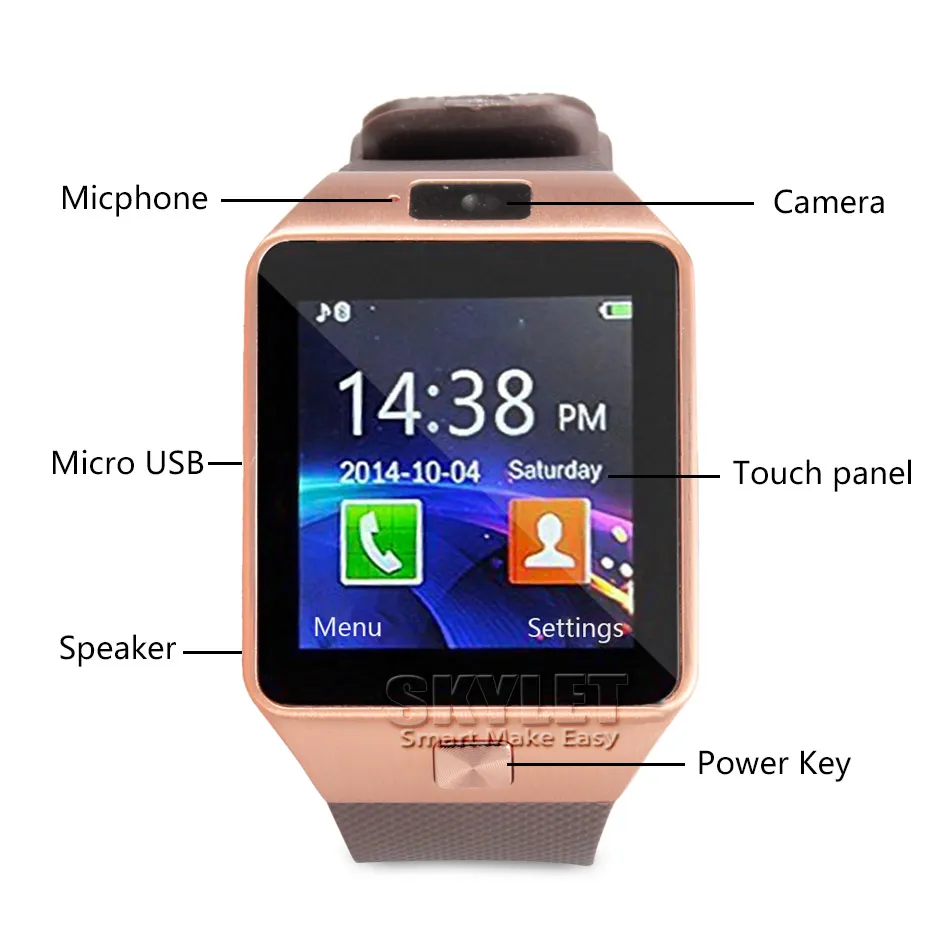 Smart Watch DZ09 Smart Wristband Sim Intelligent Android Sport Regarder pour Android Phone Phones Reloj Inteligente avec des batteries de haute qualité