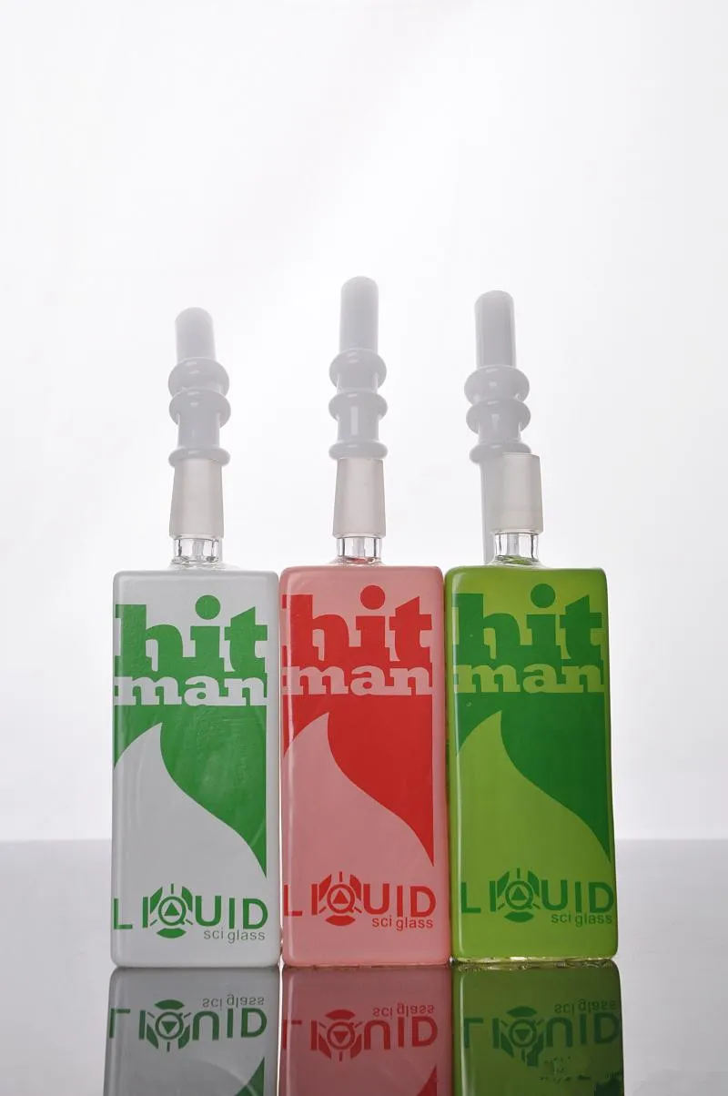 wholesale Hitman Mini Vetro da fumo Bong Bubbler Narghilè Percolatore Helix inline perc Tubo acqua in vetro 14,4 mm