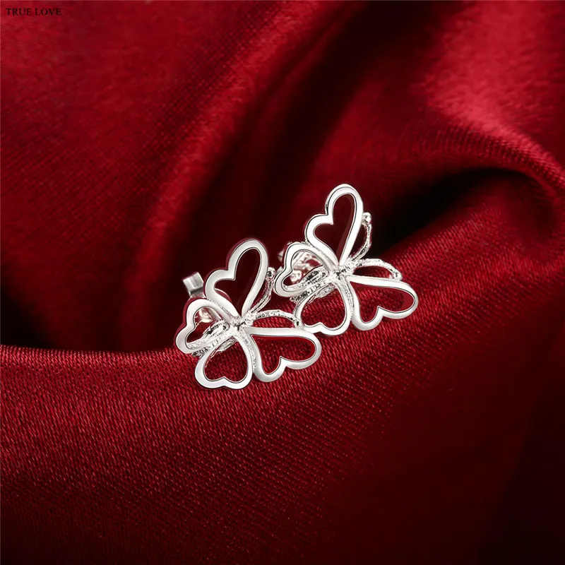 925 silver stud örhängen fjäril mode smycken för kvinnor minimalistisk stil charm fabrik global varm grossist billig gratis frakt