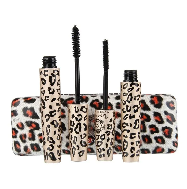 Love Alpha Double Leopard Mascara Set Fiber Lashes Makeup for Eyelashes Cosmetics Waterproof 3D Mascara DHL Free Shipping