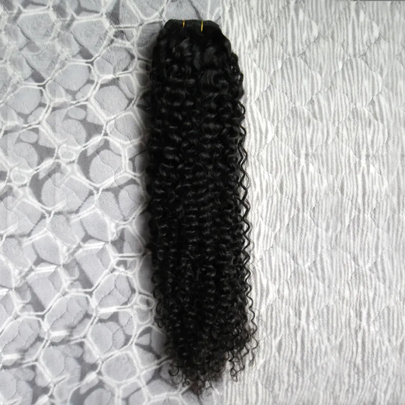 Afro Kinky Curly Natural Hair Brasilian Curly Virgin Mänsklig Hårväv 1st / Double Weft Kvalitet, Ingen Shedding, Tangle Gratis