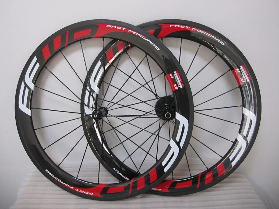 Paire de roues Ffwd 60mm Powerway roues de v lo en carbone avance rapide rouge brillant pneu tubulaire paire de roues de v lo de route