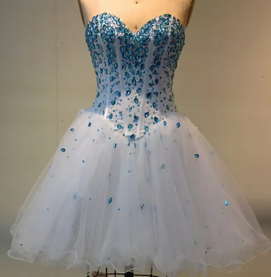 Lace Up Back Homecoming Dress Sweetheart Beaded Tulle Knee-Length Ball Gown  2017 Spring Summer from Dhgate Homecoming Dresses - price 61.51
