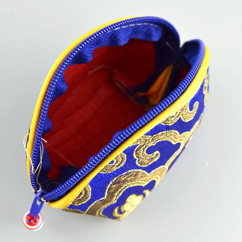 Billiga Lucky Seashell Zipper Coin Purse Mode Plånbok Silk Brocade Bröllop Candy Väska Brud Favär Chokladlåda Partihandel / Set