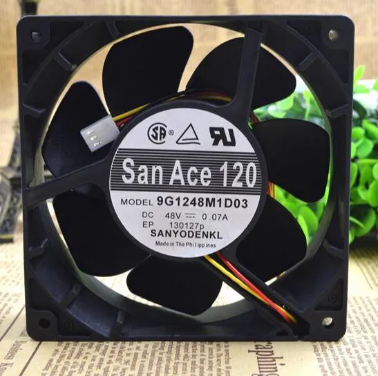 Original San Ace 120 120 * 120 * 38 9G1248M1D03 48V 0.07A 3 Wire Industrial Fan