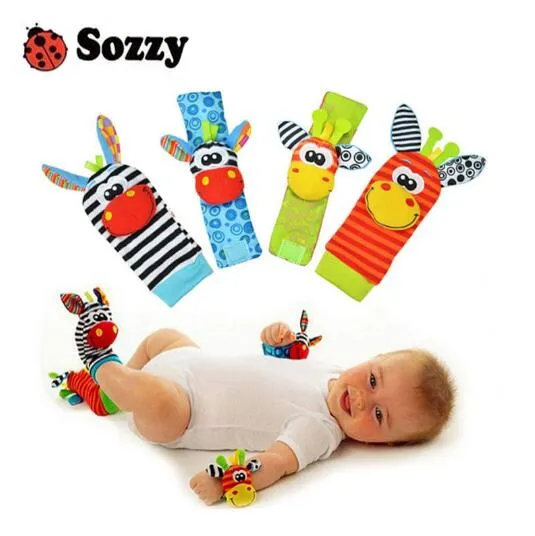 Sozzy hot Baby toy socks Baby Toys Gift Plush Garden Bug Wrist Rattle 3 Styles Educational Toys cute bright color Best quality