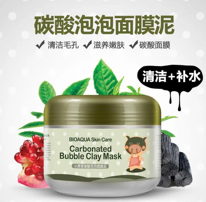 BIOAQUA Pig Carbonated Bubble Clay Mask 100g Remove Black Head Skin Pores Face Care Facial Sleep