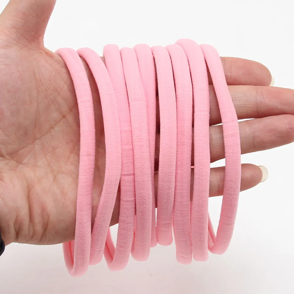 12 لون متاح! Baby Girls Nylon Nylon Beads ، Tan Nyde Nylon Hair Band Baby Baby Band ، العصابات المرنة نايلون مرنة ، إكسسوارات شعر رقيقة ناعمة 100 مساءً