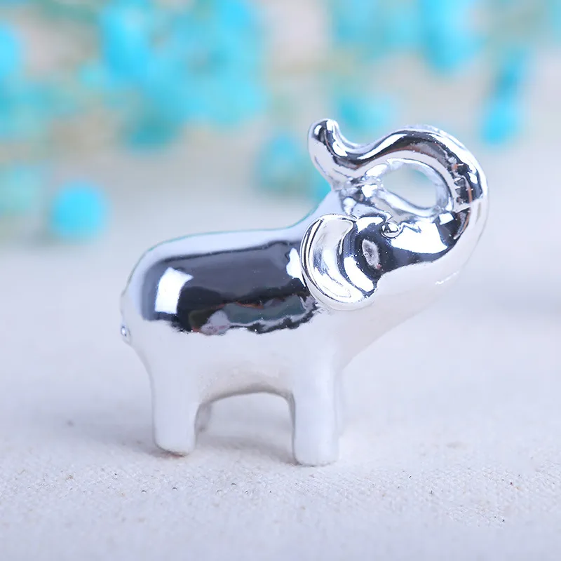 Wedding Favor Party Gifts "Lucky in Love" Silver-Finish Lucky Elephant Place Card/Photo Holder Seat Clip With Card