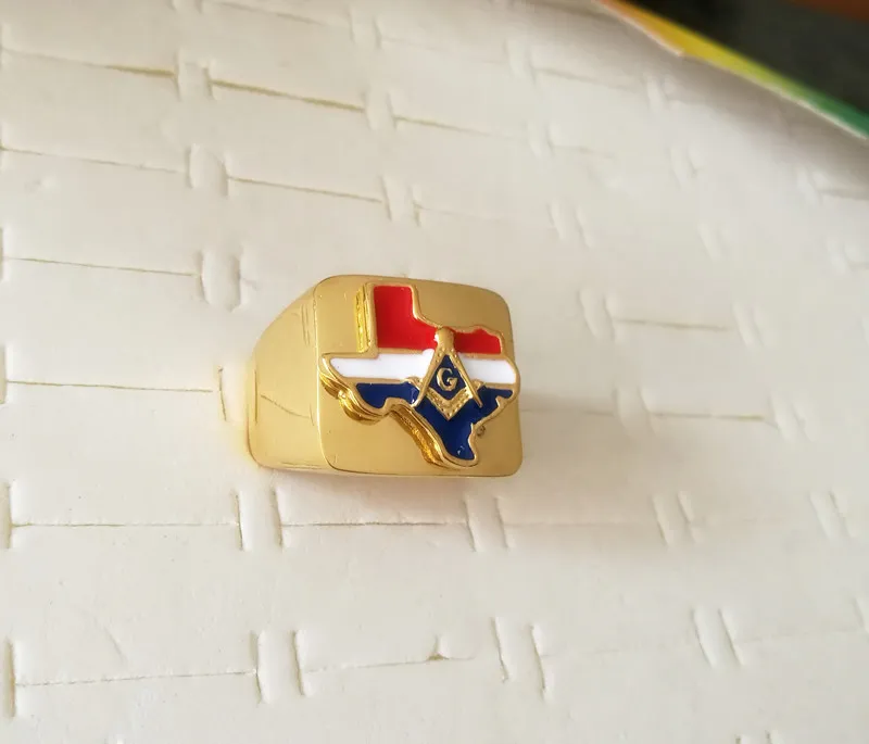 US Symbol USA Texas State Freaoson Masonic Rings 316 Roestvrij staal Gold Us Free Mason Sieraden Unieke nieuwste hoogwaardige kwaliteit voor mannen