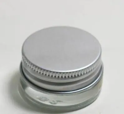 Barattolo crema in vetro smerigliato trasparente da 5 g con coperchio in alluminio argento, barattolo cosmetico da 5 grammi, confezione campione/crema gli occhi, mini bottiglia di vetro da 5 g