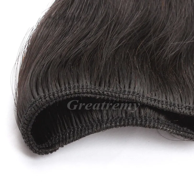 ナチュラルブラックシルキーストレート1ピース小売100％ダブルサイドブラジル髪織り7A未処理のバージンヒトヘアエクステンショングレートリミー