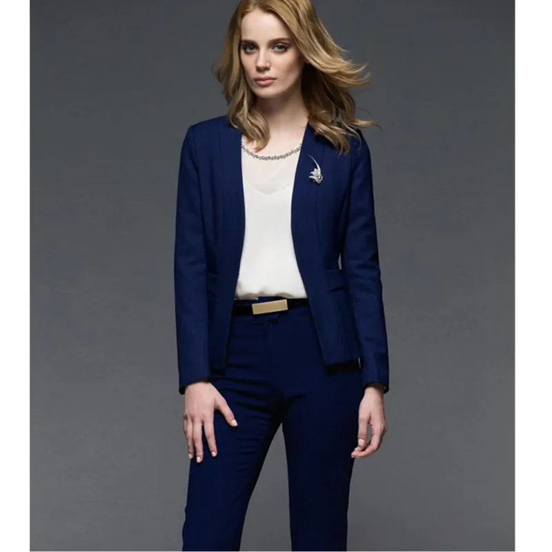 Women suit western style formal business suits OL suits long-sleeved two-piece wool blended women winter ladies suit