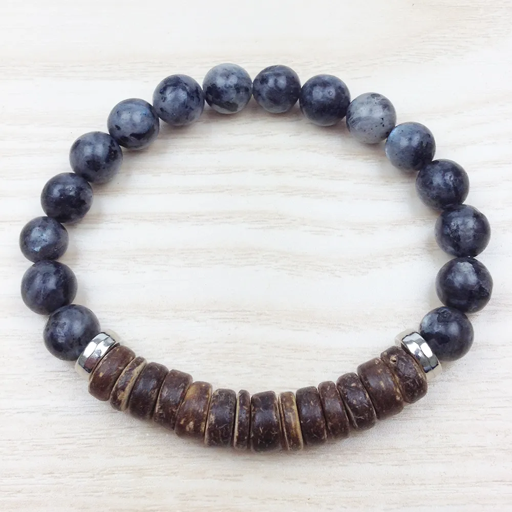 Sn0627 Hot Sale Coconut Shell Bracelet Tiger Eye Stone Armband Design Chakra Armband Högkvalitativ smycken Gratis frakt