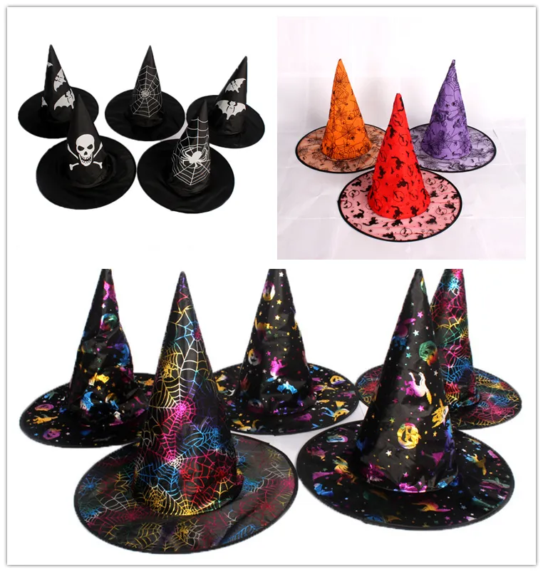 Halloween Witch Hats Caps Kostuums Cosplay Props Party Adult and Child Decorations Ornament Accessoires Prop Scary, 8 Item U kunt kiezen