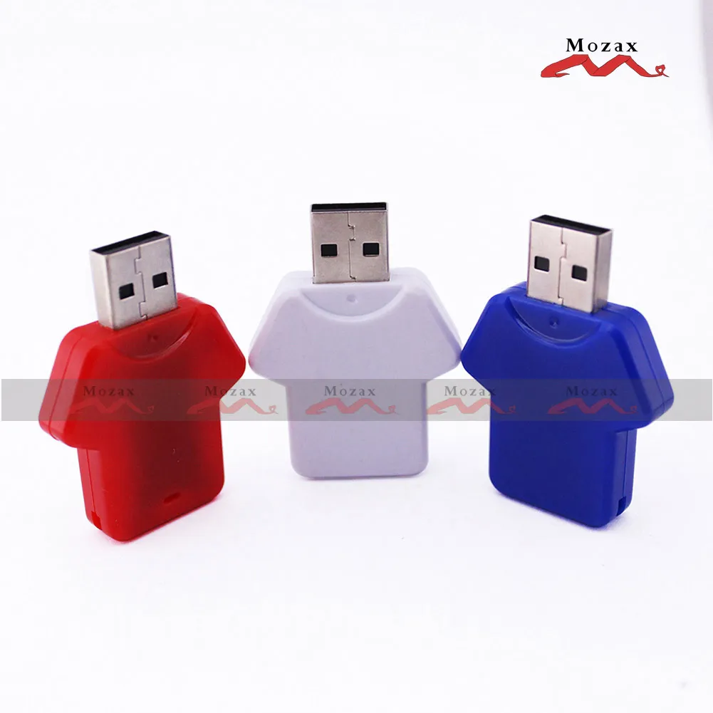 الجملة 100PCS 128MB / 256MB / 512MB / 1GB / 2GB / 4GB / 8GB / 16GB ذاكرة USB فلاش حملة 2.0 تي شيرت تصميم دعوى للون شعار الطباعة