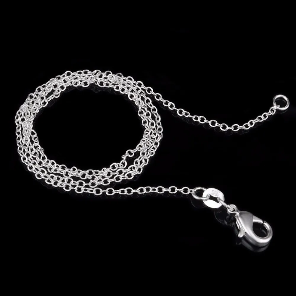 Hela 10st Ny 925 Silver 1 2mm O-Chain Necklace Pendant Fashion Thin Chain Heart Women Jewelry for smycken Making Find253C