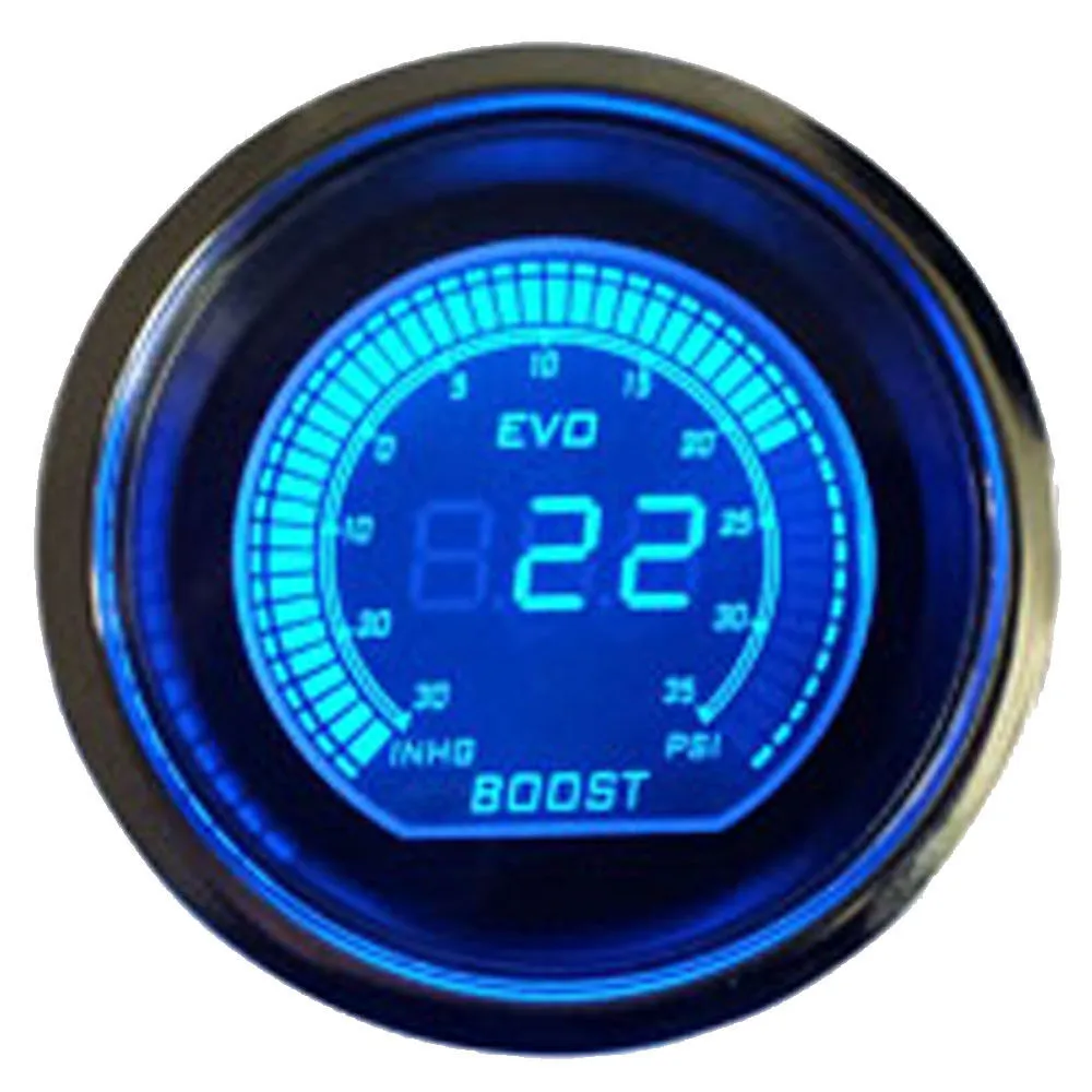 2 pouces 52mm Turbo Boost jauge de vide Psi 12V voiture bleu rouge lumière LED teinte lentille écran LCD Auto compteur numérique instrument Univers211K