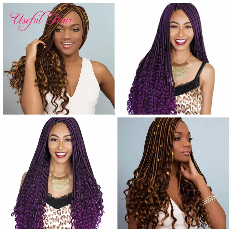 Богиня замки вязание крючком косы волосы 18 дюймов 24strand / PCs Faux Locs оплетки наращивание волос синтетические плетеные волосы боится