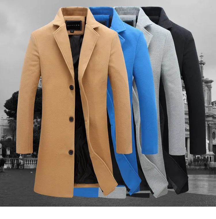 2016 autumn and winter fashion new men leisure slim trench coat / Men's long sleeve young man dust coat size M-5XL FY091