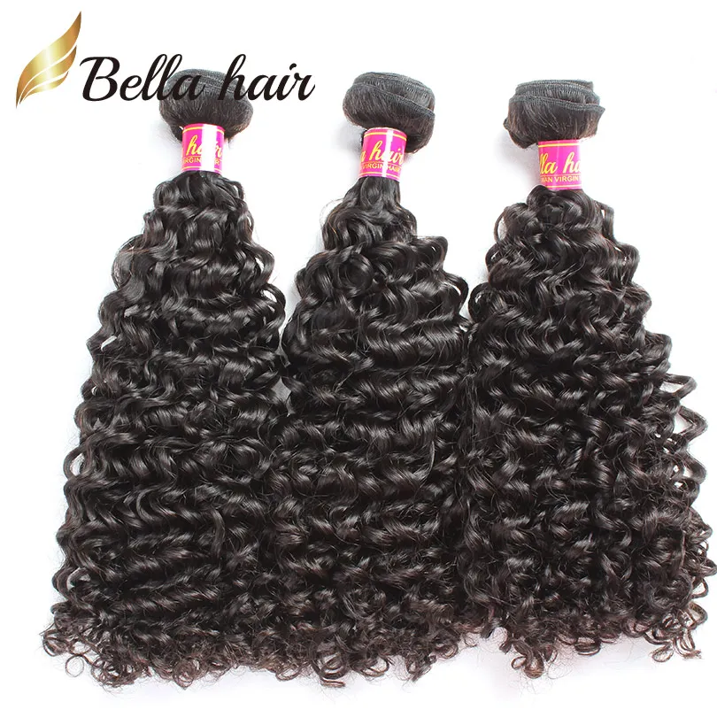 Nieprzetworzone kręcone wiązki włosowe Wiązki Naturalne Kolor Malezyjski Ludzki Hair Extensions 2 sztuk / partia 10-24inch Weft Weft Darmowa Wysyłka Bella Hair