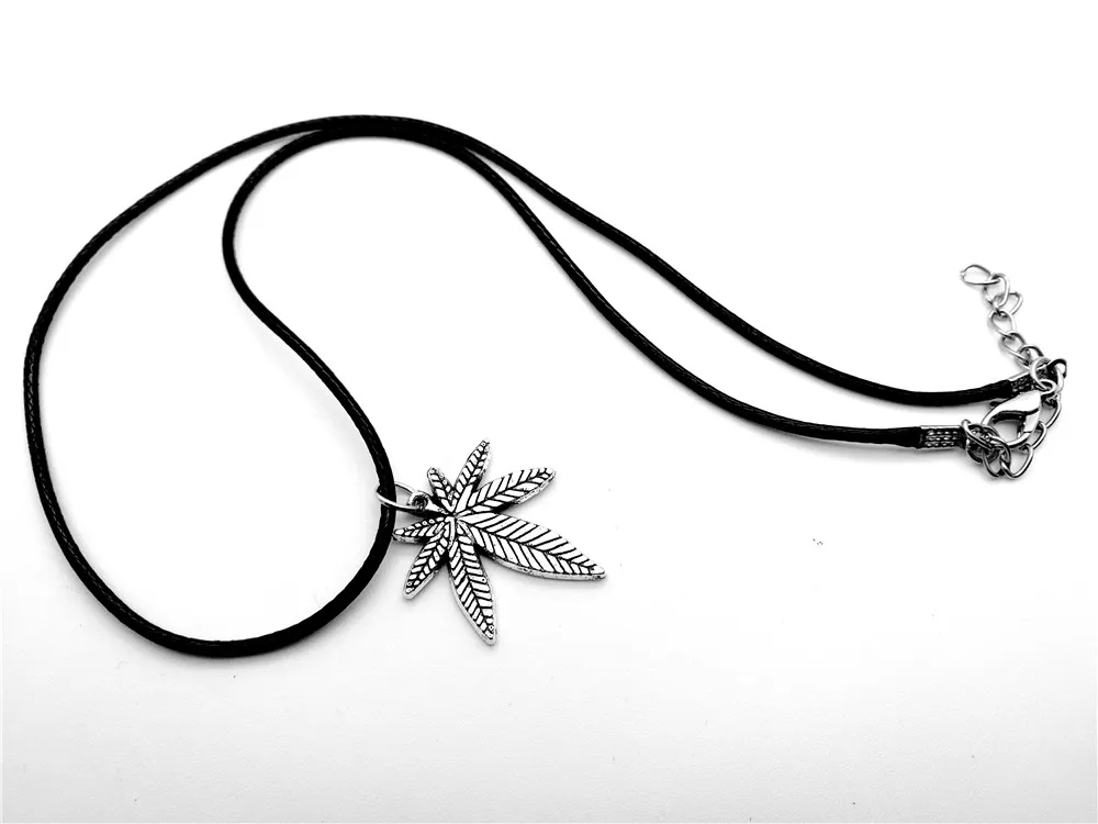 European American Canada Symbol Sign Jamaica Maple Leaf Necklace Pendants African Plants Long Tree Foliage Leaves Leather Rope Necklaces