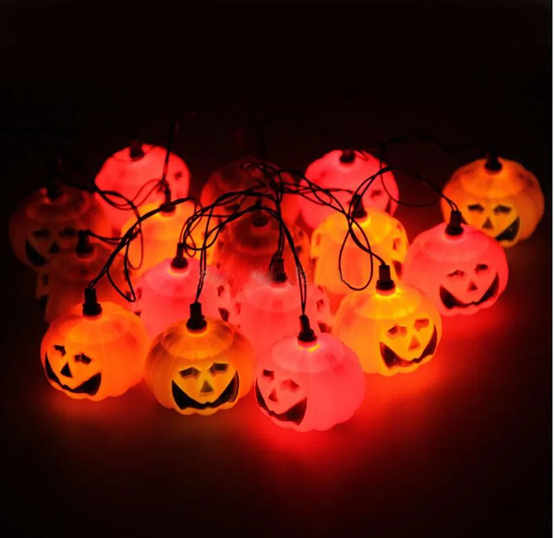 16 Kürbis-LED-Lichterketten, Halloween, orangefarbene Kürbis-LED-Lichter, Geister-LED-Lichterkette, 220 V, Großhandel