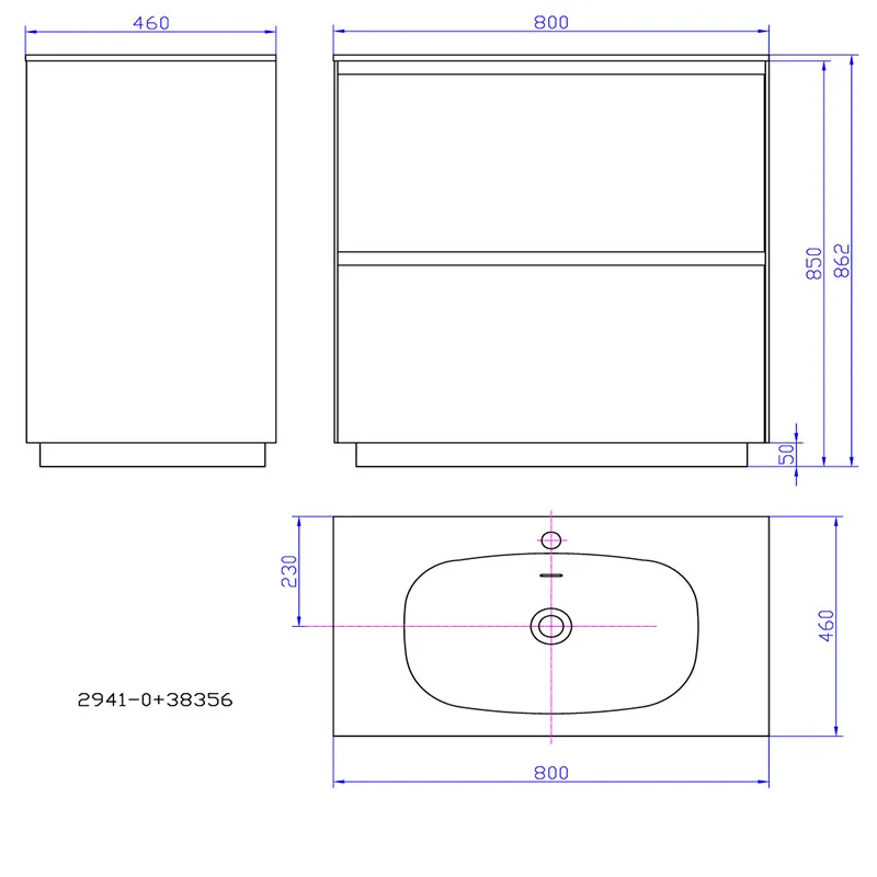 Furniti da bagno da 800 mm mobili a livello indipendente Vanity Stone Solf Surface Blum Cassetto del guardaroba Wall Armadiet Storage 2941