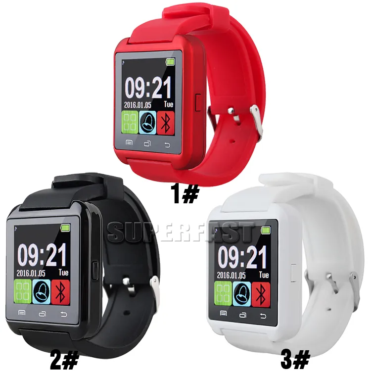 Bluetooth Smart Watch U8 Wireless Bluetooth Smartwatches Pekskärm Smart handledsur med SIM -kortplats för Android iOS med detaljhandelslåda