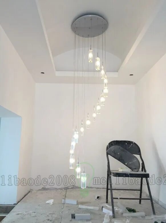 K9 Crystal Rod Spiral Sufit Light Nowoczesny Kreatywny Lower Loft Chandelier Salon Hotel Bar Light Oprawa WL00