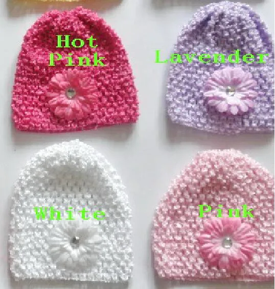 baby waffle crochet hats hair flowers clips sunny soft toddler beanie with 2" mini daisy flower stretch caps feshion hot sell MZ9112