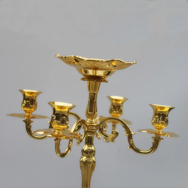 Top rated gold plated floor candelabra 85cm metal candle holder, pure gold candleholder with nice flower bowl