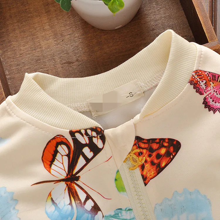 Spring Autumn Baby Girl Clothes Two Piece Set Children Clothing Set Toddler Girl Butterfly Suit Long Sleeve Tops Pants Girls Set 