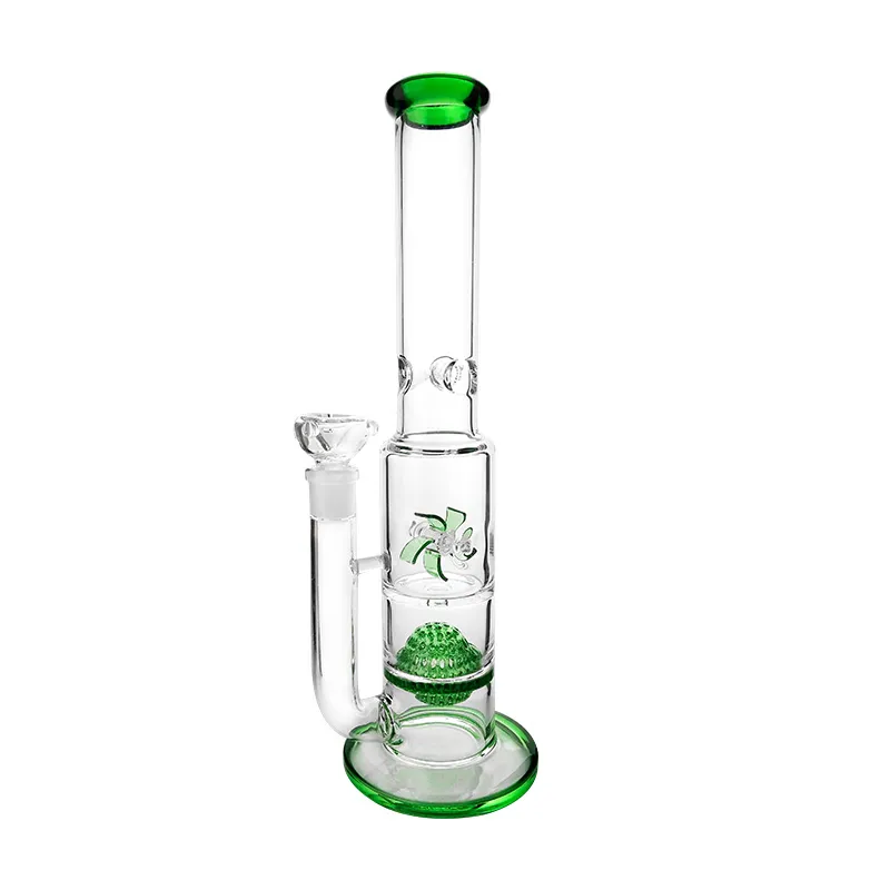 Top selling green color windmill one honrycomb glass bongs for tabacco use with 14 inches 18mm female joint ES-GB-155-1