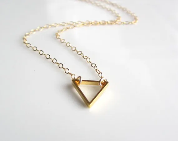 Tiny Open Triangle Necklaces Chevron Triangle Outline Necklace Simple Geometric V Necklace for Women