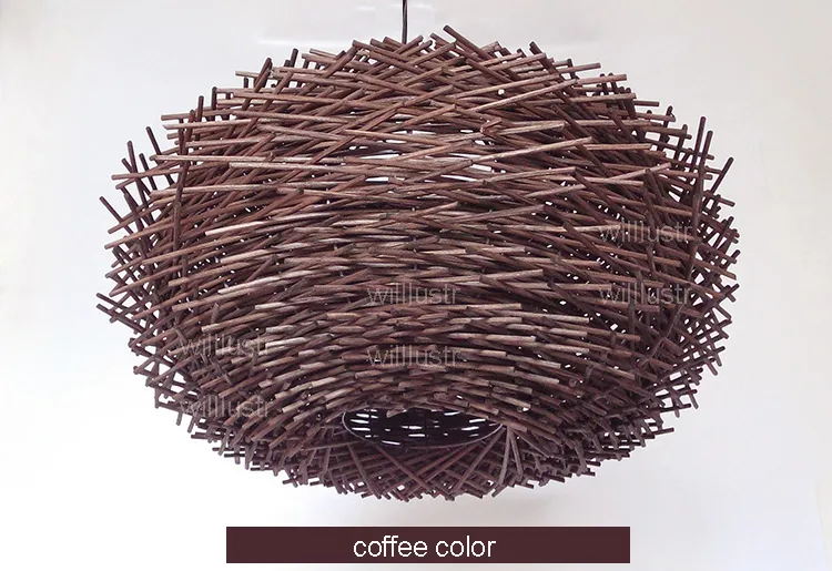 Willloh Rieten Hanglamp Handgemaakte Bird Nest Suspension Light Hotel Restaurant Mall Bar Lounge Porch Rotan Hanging Kroonluchter Verlichting